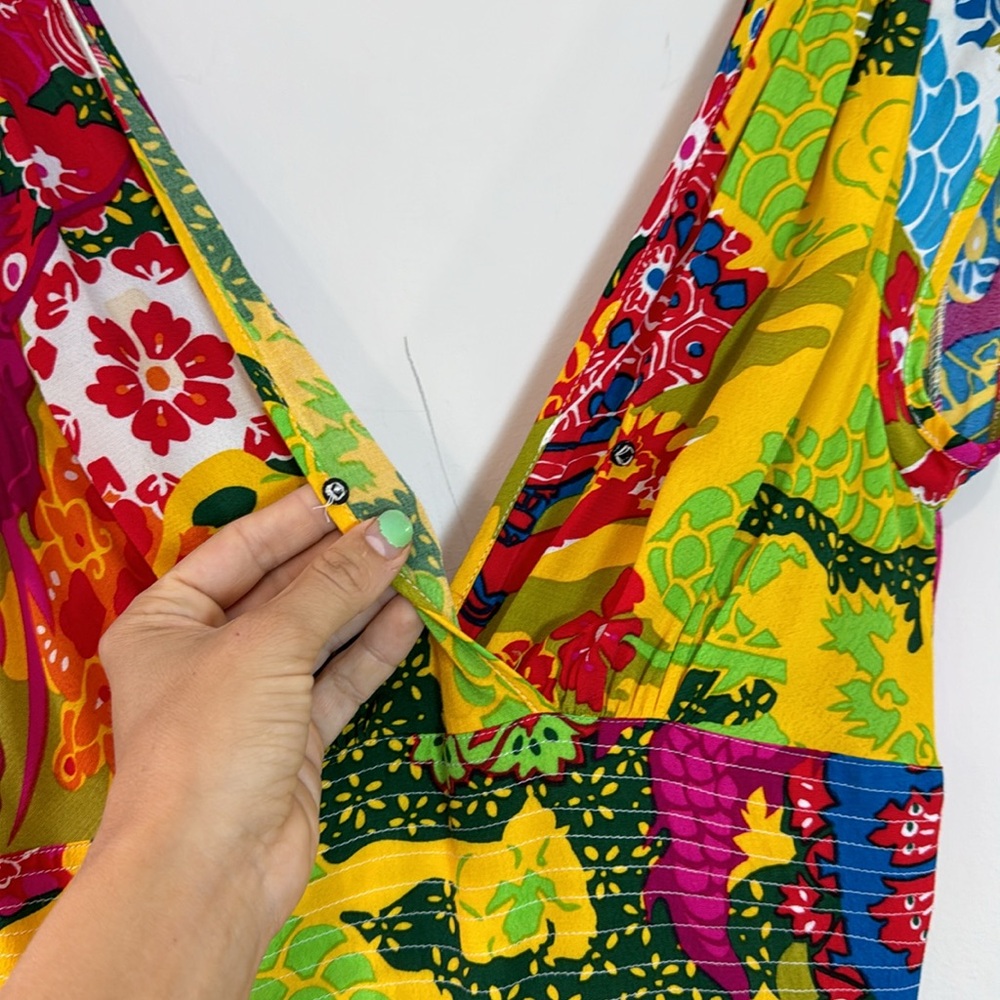 Trashy Diva Jumpsuit Size 0 Psychedelic Dragons Hepburn Multicolor Pink Yellow - Picture 7 of 10